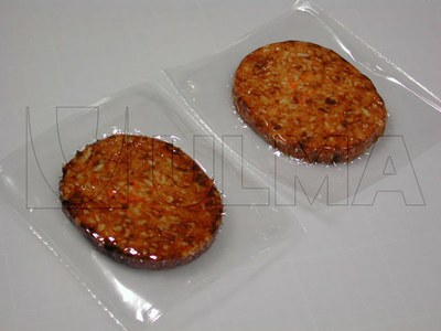 Empacado de hamburguesas vegetales en termoformado al vacío en film flexible