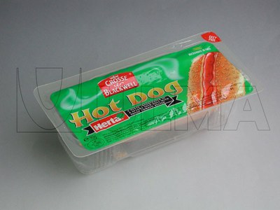 Empacado de hot dog en termoformado en atmósfera modificada (MAP) en film rígido apto para microondas