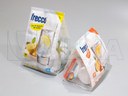 Empacado de hielo con rodajas de limón, naranja y/o lima en paquete de termoformado para su posterior agrupación en paquete fondo estable con soldadura 4 esquinas.