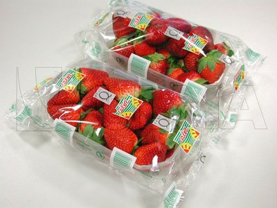 Empacado de charolas de fresas en flow pack