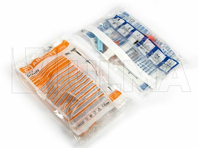 Empacado de productos médicos en flow pack en empaque hermético, listo para la esterilización por óxido de etileno